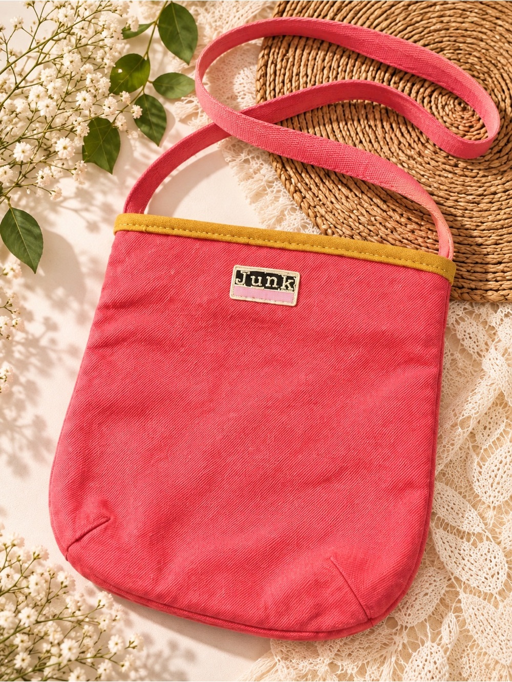 Junk by Junko Shimada Vintage Y2K Pink Denim Crossbody Bag